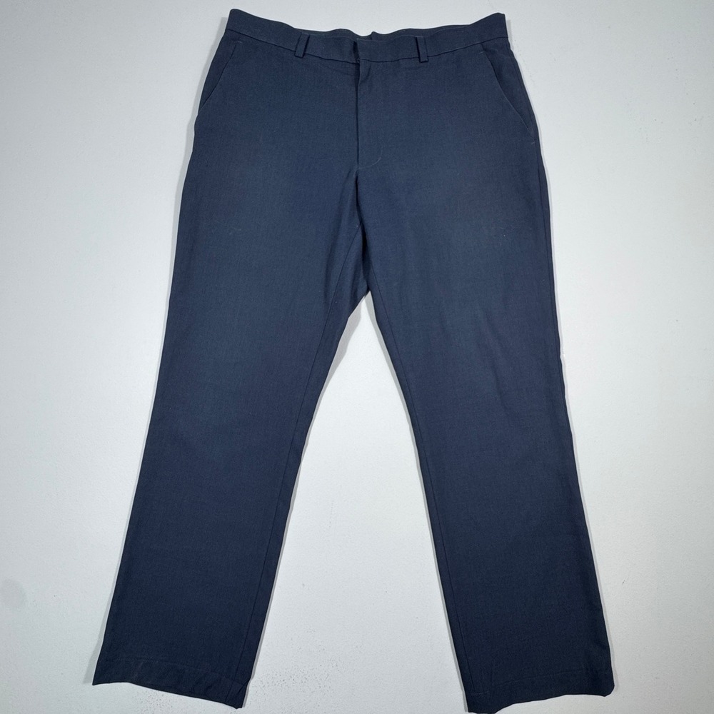 Perry Ellis Mens Slim Fit Dress Pants‎ Navy Blue 32x32 Flat Front